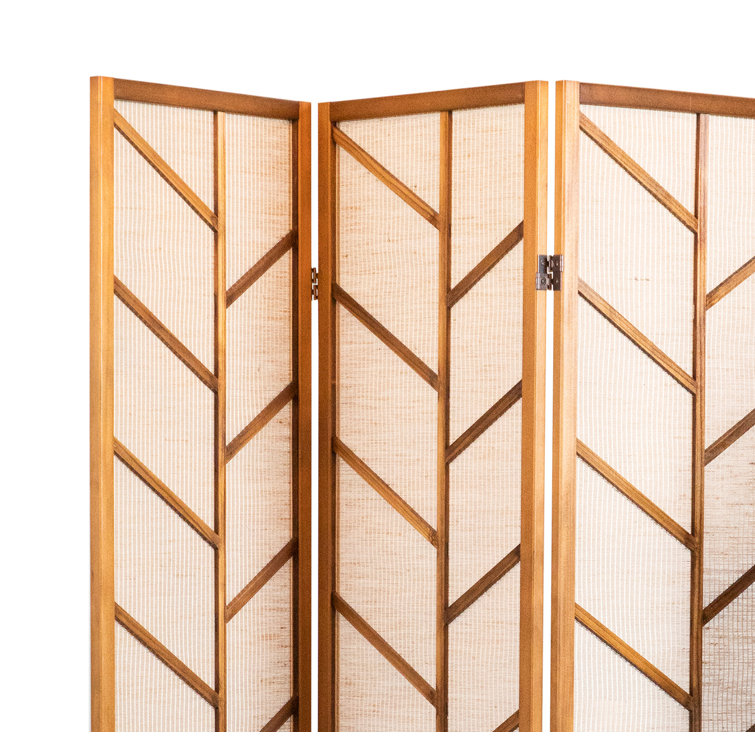 Corrigan Studio® Diboll Walnut And Linen Foldable 3Panel Screen